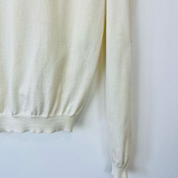 Prada Cream 100% Cotton Fine Knit V Neckline Classic Pullover Jumper UK L - Picture 11 of 12